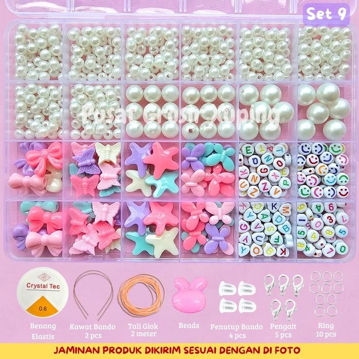 

New PGX - DIY Craft Kit Gelang Manik Manik Aesthetic - Manik Manik Pasir 1 Box Lengkap - Set Pernak