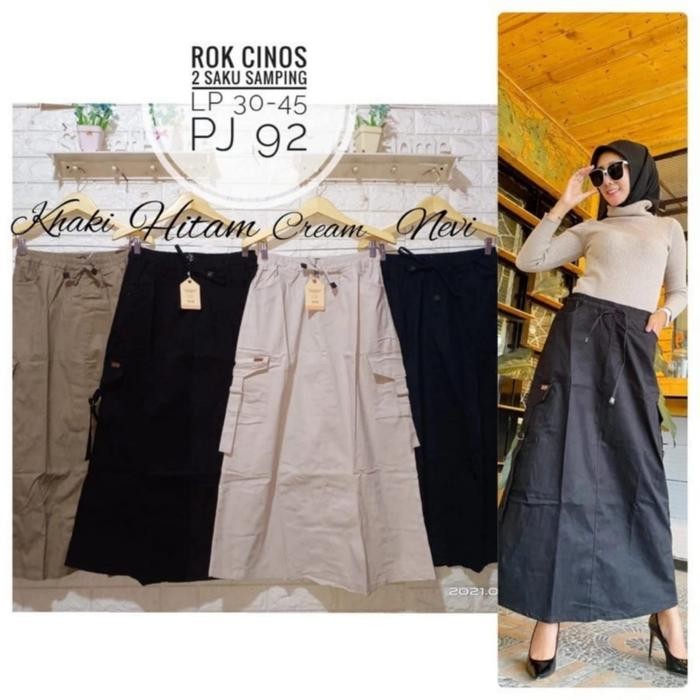Pilihan- Rok Cargo Panjang Wanita Standar Jumbo Korean Sytle / Maxy Dress Kekinian Muslim