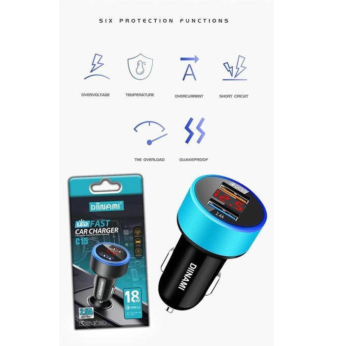 Batok Saver Mobil Cashan Mobil Diinami C15 Dual Usb 2.5Amper Led Display Original Kualitas Fast