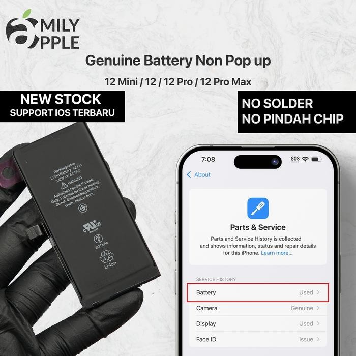 Battery Baterai Original Iphone 12 Mini 12 Pro 12 Pro Max Non Popup