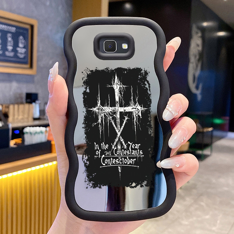 Casing Untuk Samsung J7 Prime Case Casing Label salib Pola HP Cesing Macaron Kasing Mirror Silikon S