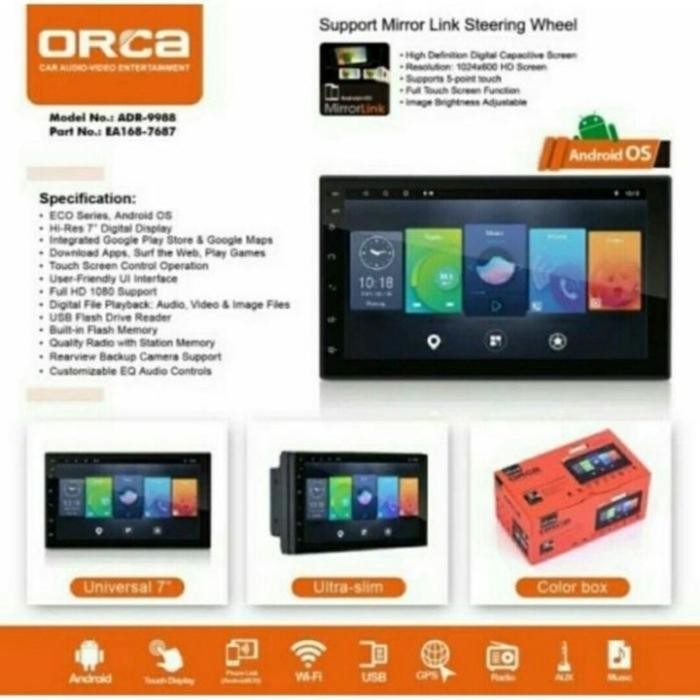 TV HEADUNIT ANDROID ORCA ECO SERIES 7688 7" PREMIUM
