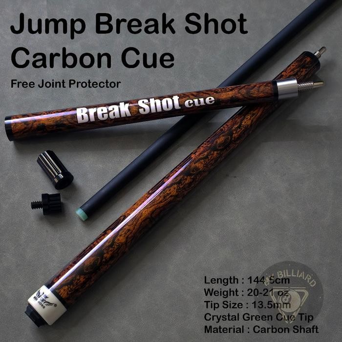 Jump Break Shot Carbon Cue Brown Stick Billiard 13.5Mm - Stik Loncat Kibau Billiar Karbon Coklat
