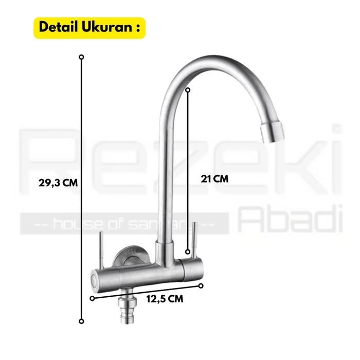 Menarik Kran Angsa Cabang 2 Sus304 / Kran Cuci Piring / Kran Filter Air / Pipa Fleksibel Terlariss