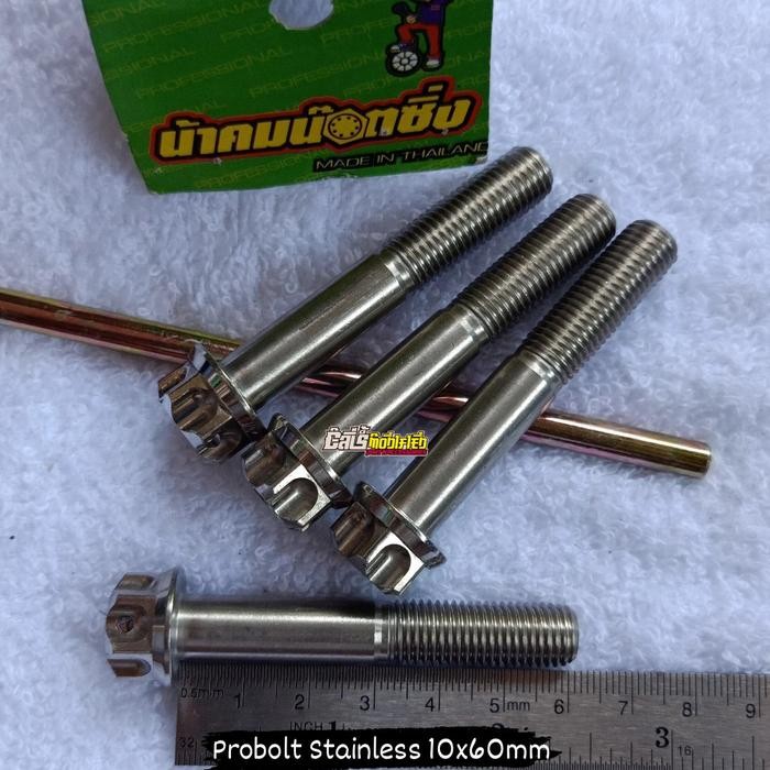 BAUT PROBOLT STAINLESS NEW MODEL 10x60MM drat 14 panjang 6cm