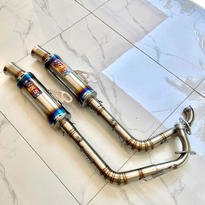 Knalpot SALEMBA BLUE SERIES Original RKS RACING EXHAUST Leher Ceklis Blue PNP Aerox New N Max New