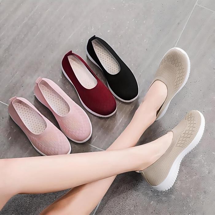 Donatello - Nw052 Sepatu Slip On Wanita Sepatu Rajut Motif Diamond