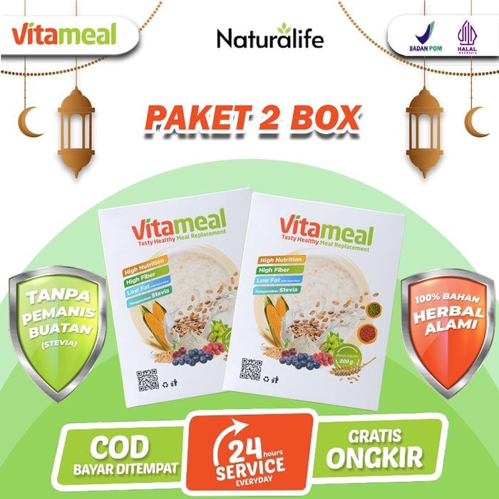 instanGasPoll- 2 Box Sereal Vitameal Sereal Sarapan Sehat Oatmeal Pengganti Nasi Sehat Rendah Gula