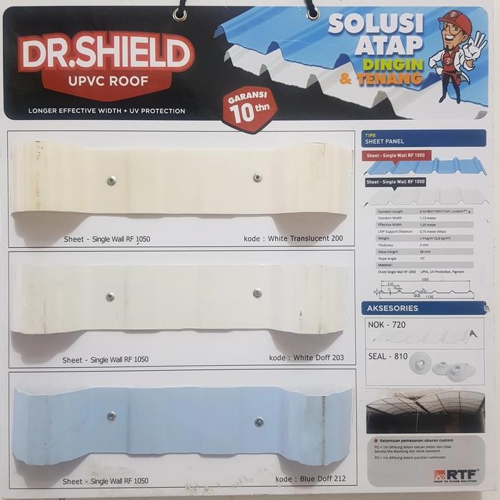 Atap Upvc Dr Shield Translucent Single Layer