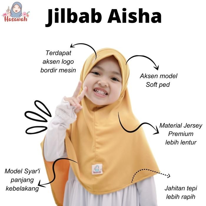 tci0- Jilbab Anak Aisha Hijab Syar'I Jersey Premium Original Hasanah