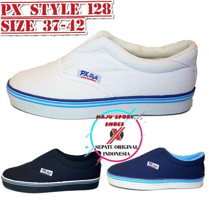 Sepatu Slip On Px Style 128 Dan 179 Warna Hitam Navy Putih Flat Shoes Pria
