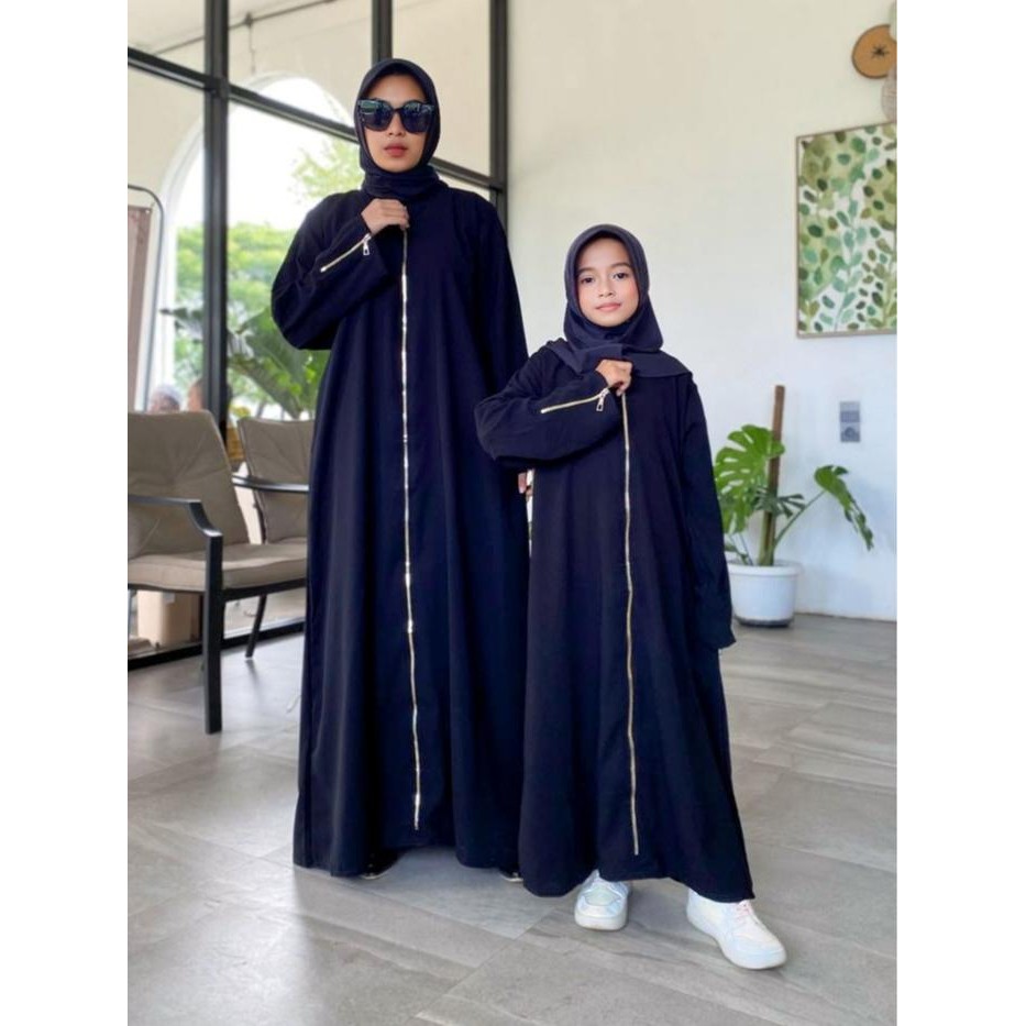 KirimCpT- Abaya Hitam Gamis Wanita Muslim Arab Saudi Jetblack Premium List Zipper - Delhi