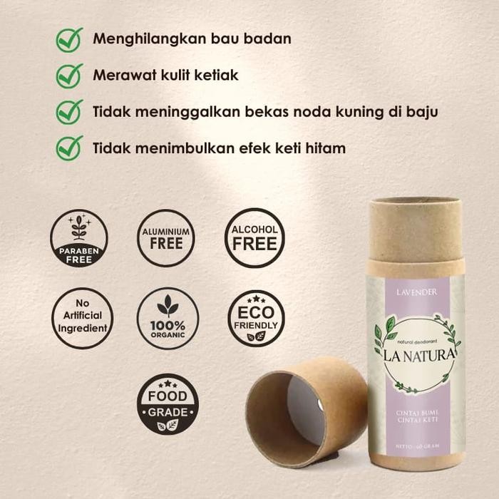 ZiZa- La Natura Deodorant Stick Alami Bpom Deodorant La Natura Penghilang Bau Badan Natural