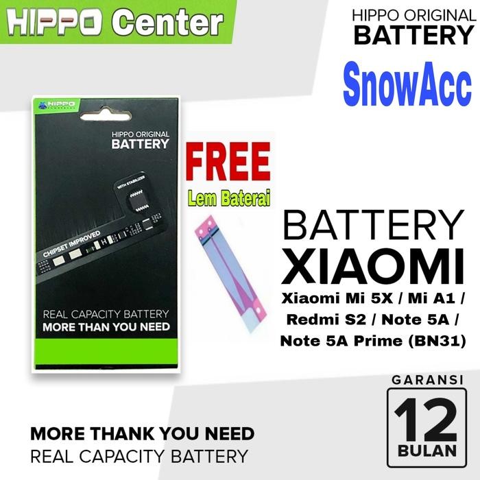 Original Hippo Baterai XiaoMi Redmi Note 5A 3080mah Kode Baterai BN31 / BN 31 / BN-31 Batre