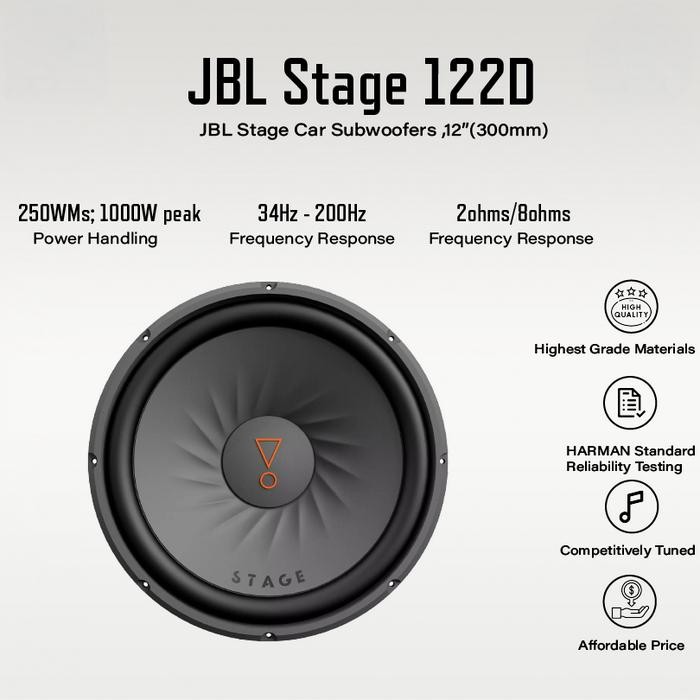 vp5f- Subwoofer 12 Inch Jbl Stage 122D Double Coil Magnet Subwofer Mobil 12Inch 122 D