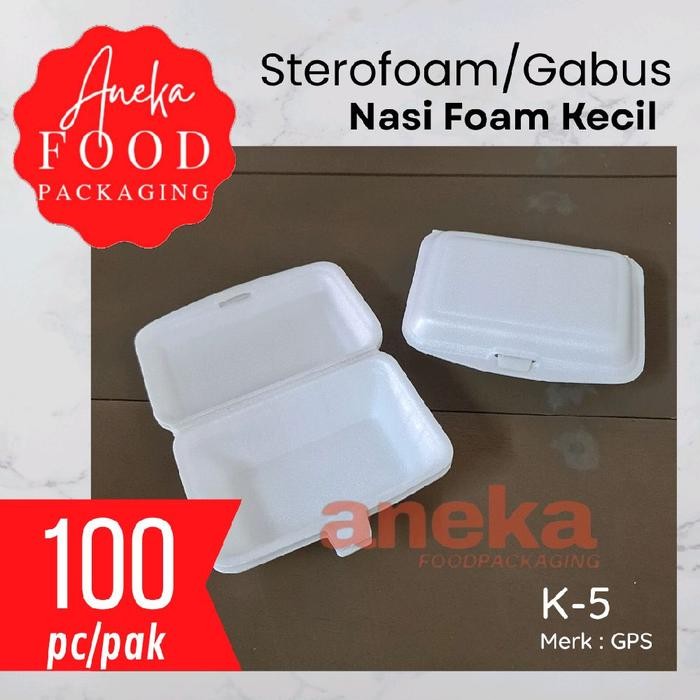 d29o- 100Pc- Gojek- Foam Gps K-5 Bakmi Bubur Styrofoam/Sterofoam/Gabus Nasi Kotak Makan