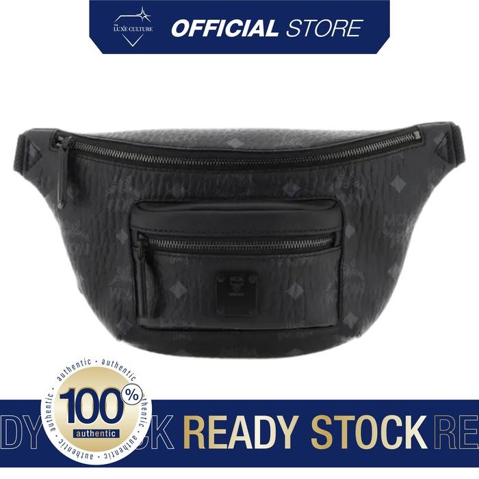 MCM Fursten All Over Black Waistbag / Tas Branded Original