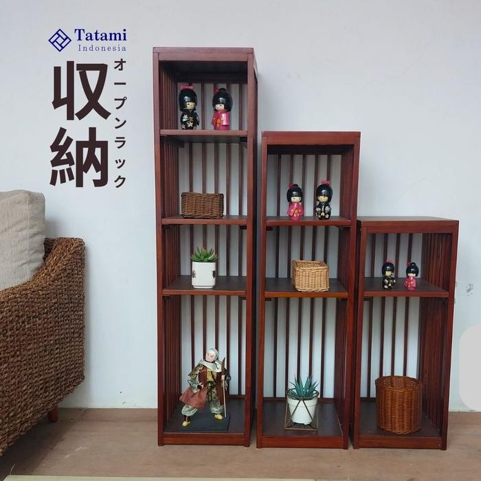 SHUNO - Solid Wood Rak Display Rak Buku Showcase Lemari Panjang Lemari Hias Rak Serbaguna Kayu Solid