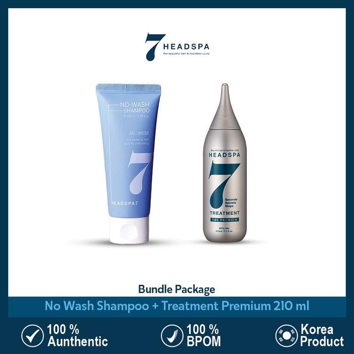 Headspa7 No Wash Shampoo 100ml + Treatment The Premium 210ml - Dry Shampoo Dari Korea - Lepek,