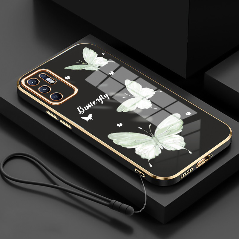 Casing Untuk OPPO Reno 6 4G Reno 6 5G Case Casing HP Softcase Tali gantungan berlapis silikon mewah 