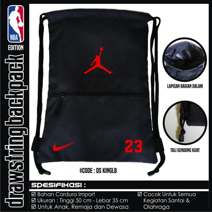Promo Tas Ransel Gymsack Serut Drawstring Nba Jordan 23 Terlaris