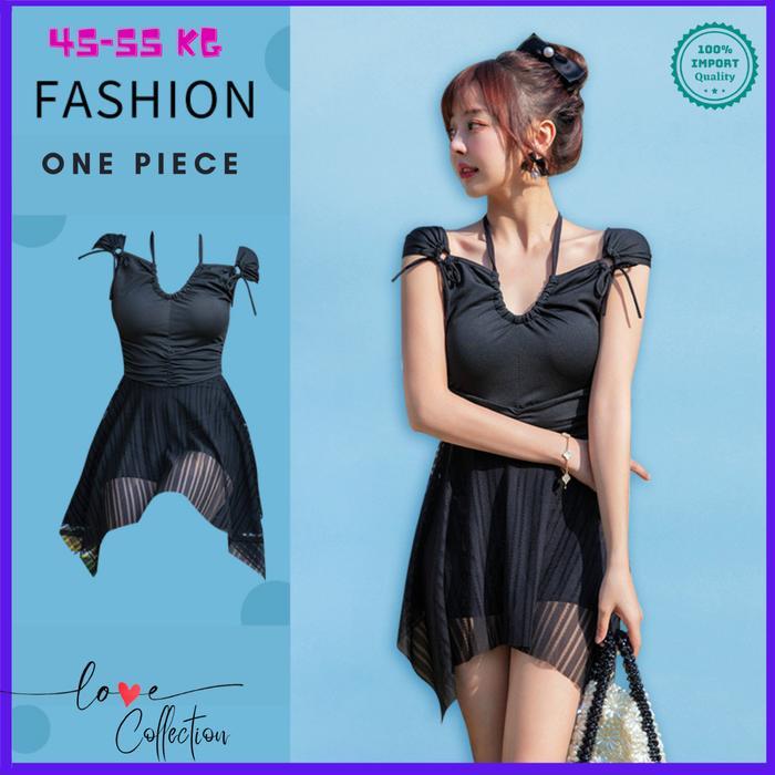 Baru Baju Renang Wanita Hitam Modis Klasik 45 - 55 Kg Swimsuit One Piece Sexy Kualitas Terbaik Lc503