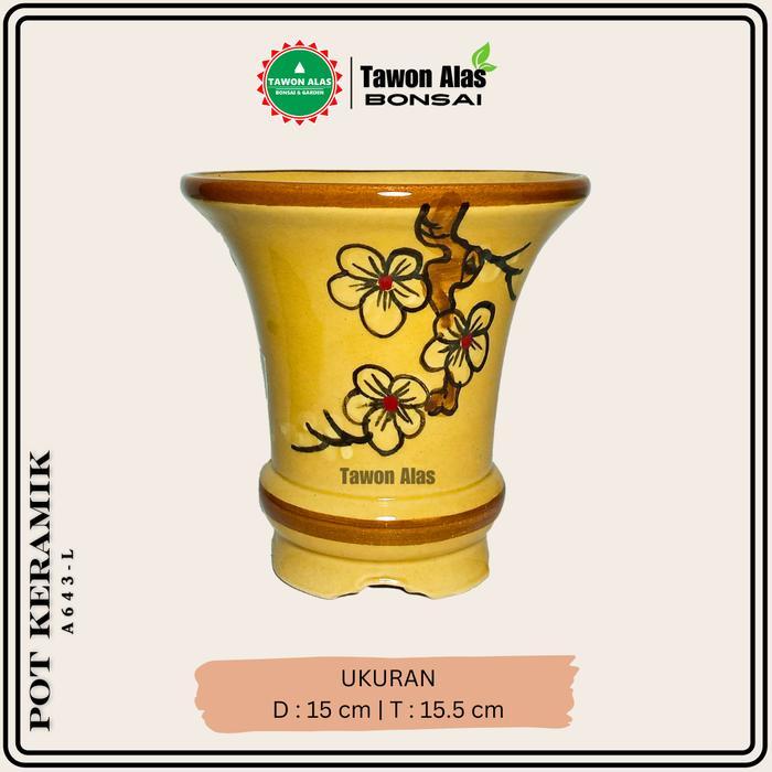 Pot Keramik Bonsai Cascade Tinggi Bundar Ukuran L