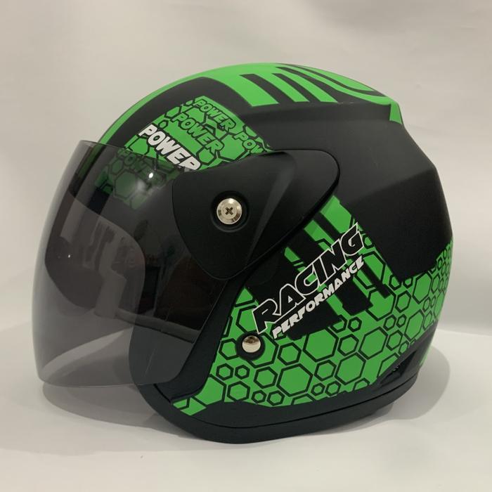 Ready Stok Helm Evo Nouvo Power Racing Hijau Doff Helm Dewasa SNI