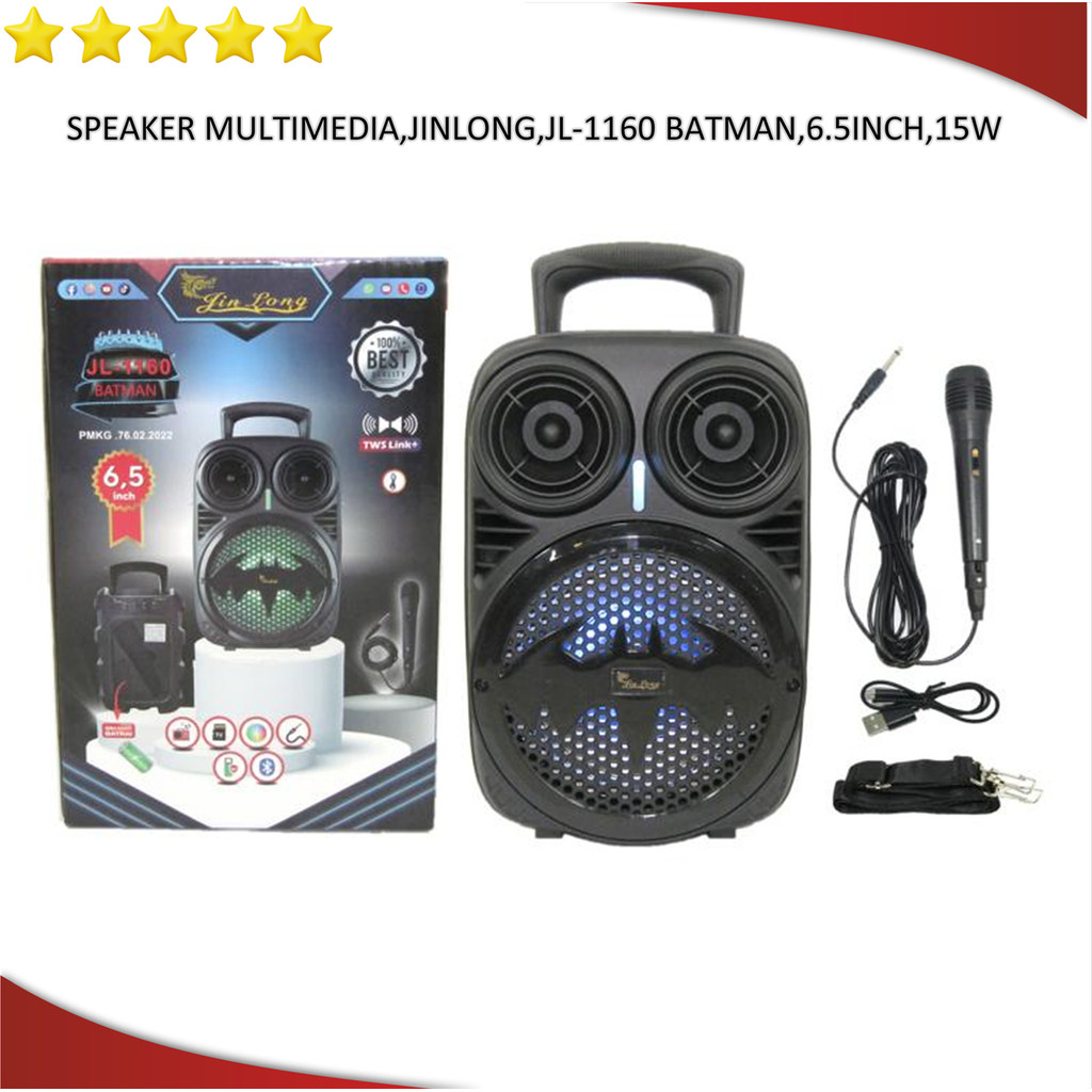 Spiker speaker bluetooth Jin Long JL-1160 Batman 6.5" + mic super bass