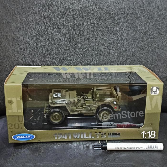 Die Cast 1:18 Jeep Willys Mb '1941 Welly Terbaru 