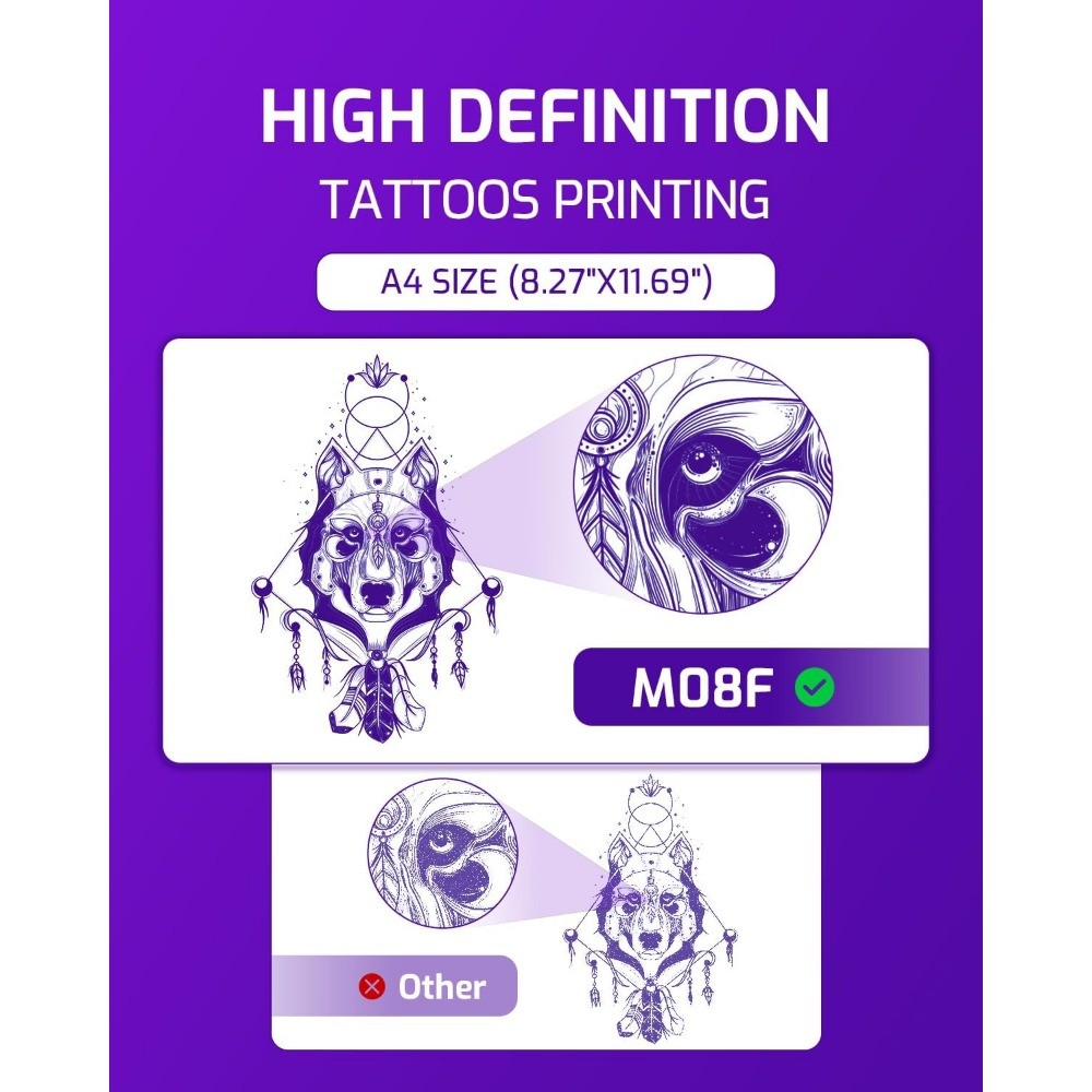 Phomemo M08F A4 Portable Thermal Printer Bluetooth Wireless Inkless Tattoo Stencil Printer for Photo