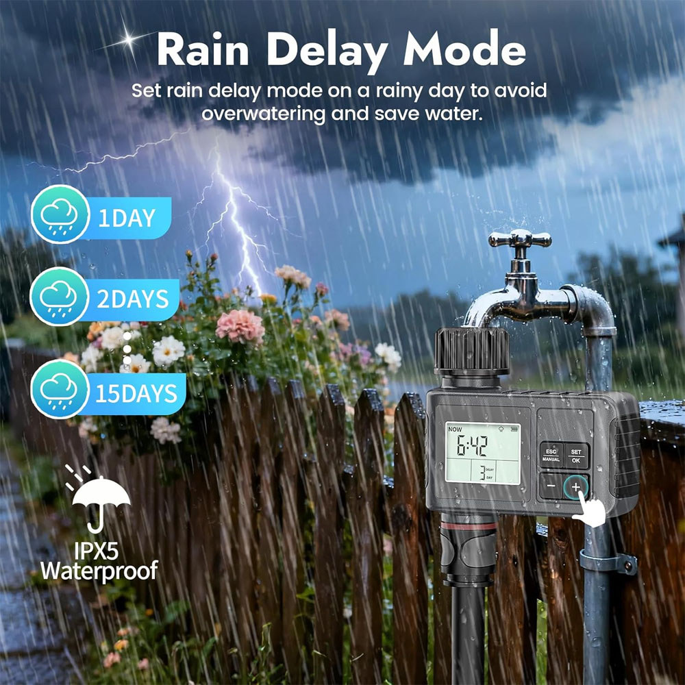 Automatic Water Timer Intelligent Irrigation Watering System LCD Display IPX5 Sprinkler Timer Garden