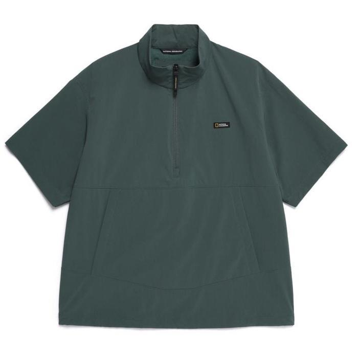 National Geographic Adelie Lightweight Woven Stretch Standneck Short Sleeve Anorak Pony Green -