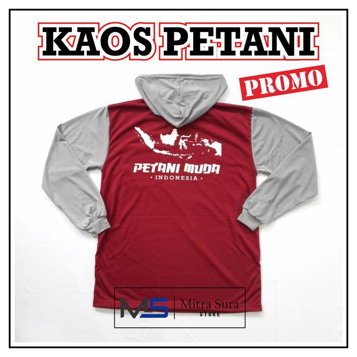 Bisa Cod Kaos Baju Petani Muda Peta Indonesia Basahan Kerja Petani Lengan Panjang Berkudung / Kupluk