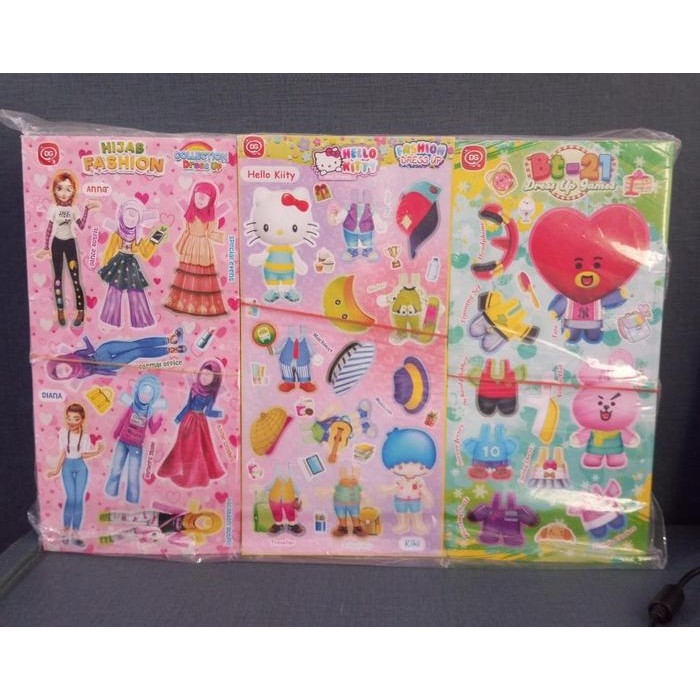PAKET 1 BALL (@600 PCS) BONGKAR PASANG JUMBO MAINAN BONGKAR PASANG BONEKA KERTAS DRESS UP DG -