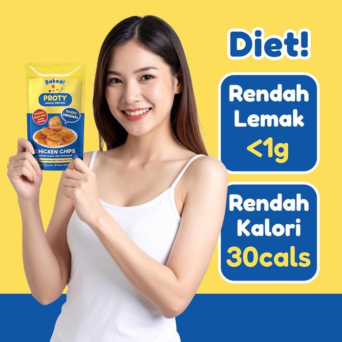 

PROTY BAKED (PANGGANG) SNACK CEMILAN DIET RENDAH KALORI - CHICKEN CHIPS BAKED ORIGINAL (3 PCS)
