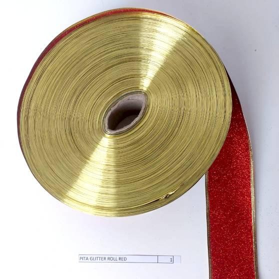 

Buruan beli] [ PER METER ] PITA GOLD MERAH GLITTER 6CM Pita Kain Besar Kotak Kado Parcel Hadiah