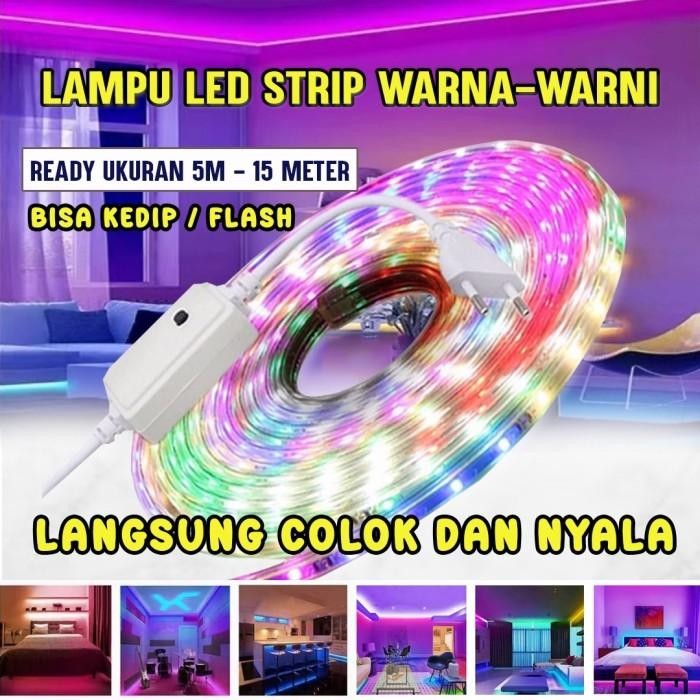 Lampu LED Strip Selang Kotak 3528 2835 220V METER 5050 Outdoor RGB