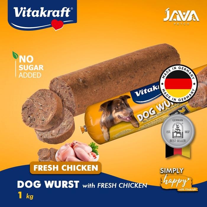 VITAKRAFT DOG WURST FRESH CHICKEN 1 KG DOG SAUSAGE PREMIUM - SOSIS MAKANAN ANJING/ SNACK TREAT
