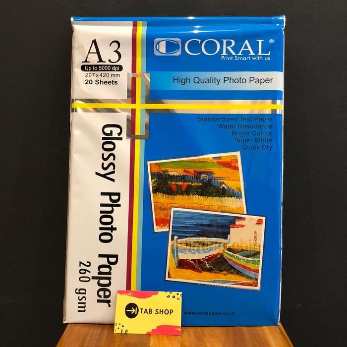 

Pilihan- Coral Glossy Photo Paper 260 Gsm 20 Sheets A3