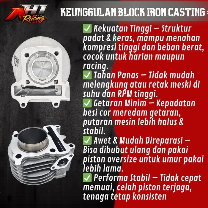 Block Blok Seher Bore Up AH1 Vega R New Jupiter Z Old Burhan Bore Up 55 58.5 Mm AH1 Racing Iron