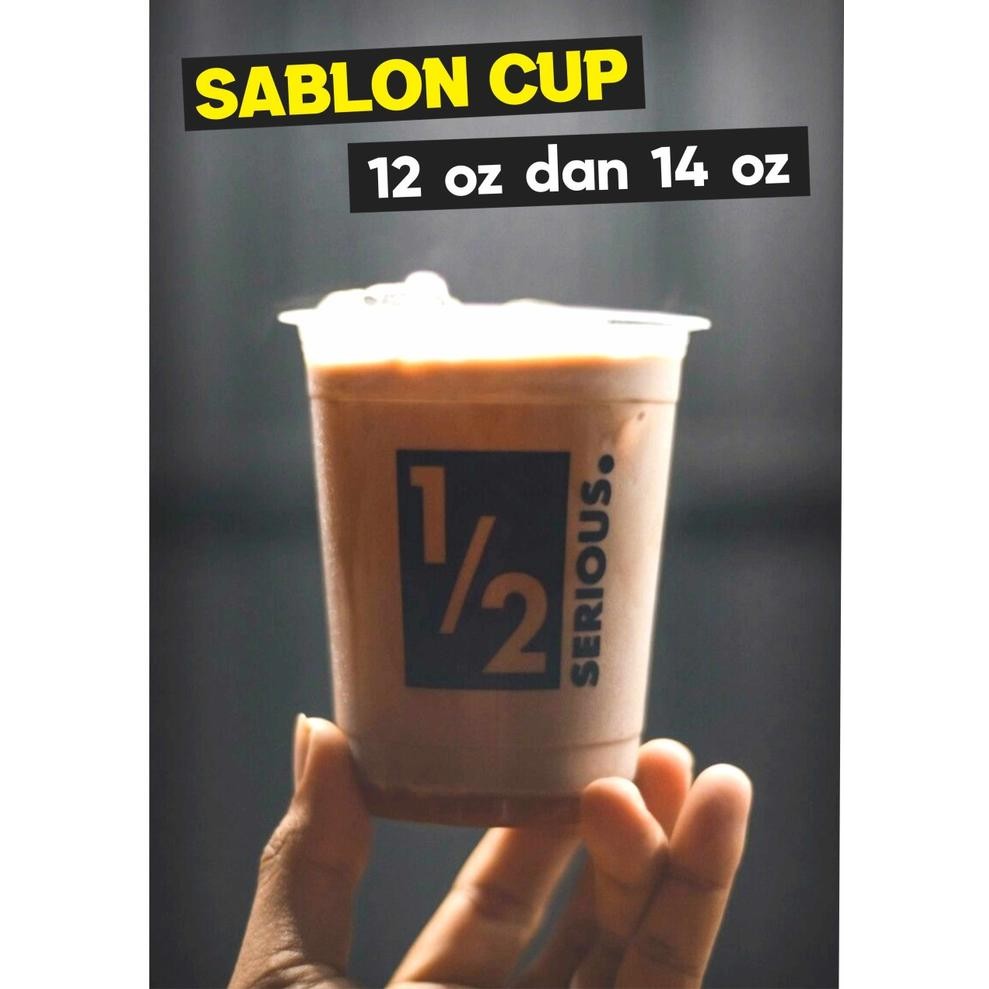 Sablon gelas plastik/cup 12 dan 14oz 7gr datar