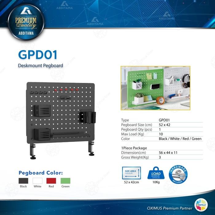 

Rak Papan Meja Modular Deskmount Pegboard DIY OXIMUS GPD01 GPD02 Besi Black