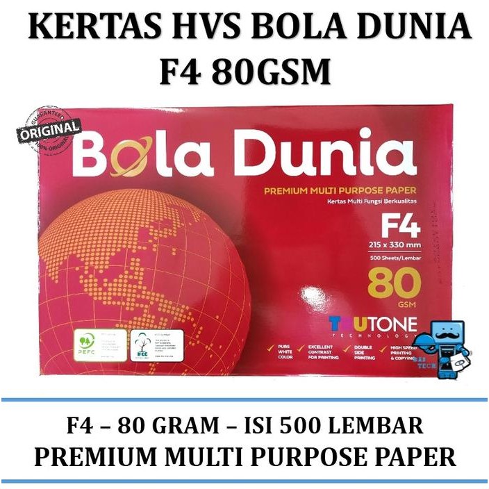 

Kertas F4 HVS Bola Dunia Paper F4 80 Gram 500 Lembar