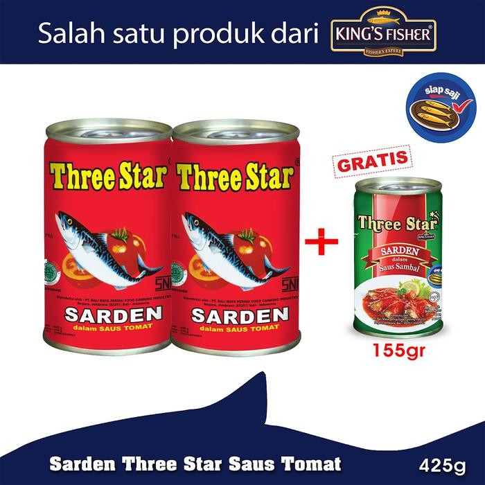 

Pilihan- Paket 2 Pcs Three Star Sarden Mini Saus Tomat Makanan Kaleng 425 G