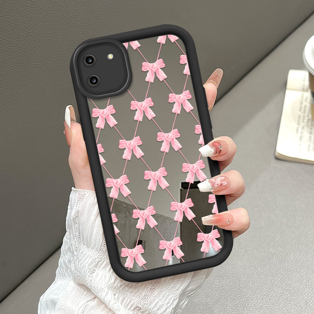 Casing Hp Untuk Realme C11 2020 Cassing Soft Cesing Mirror JZ Pink Bow 1085 Softcase Silikon Phone C