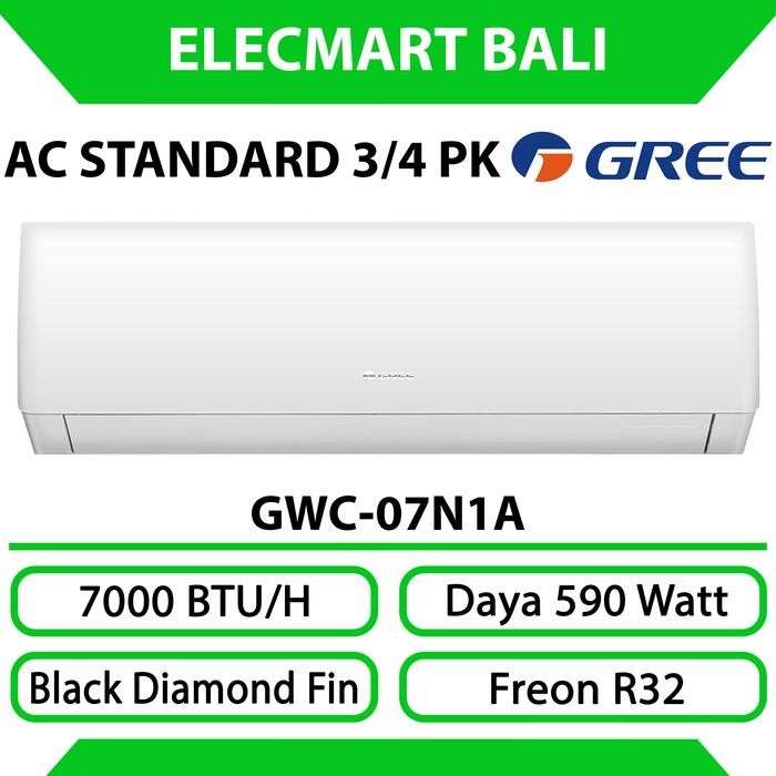 AC Gree 3/4 PK Gree Standard GWC-07N1A - Freon R32, Gold Fin, Black Diamond Fin