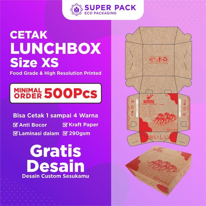 

Kotak Makan Size XS Kraft 290 Custom Cetak 1 Warna Min 1000 pcs Dimsum