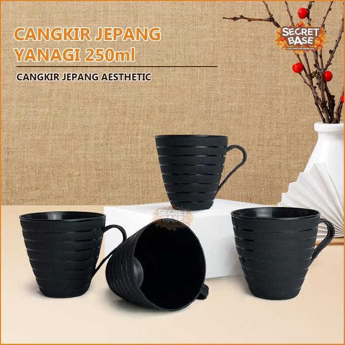 CANGKIR JEPANG YANAGI 250ml - Gelas Kopi Aesthetic / Cangkir Gagang Plastik / Tahan Panas