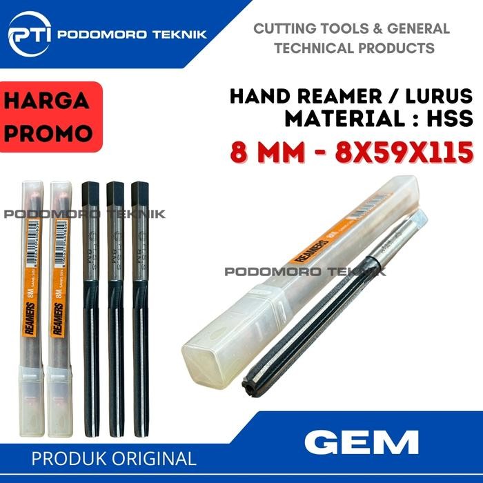 Ready Stock Hand Reamer 8 Mm / Hand Reamer 8Mm Mesin Reamer Lurus Merek Gem